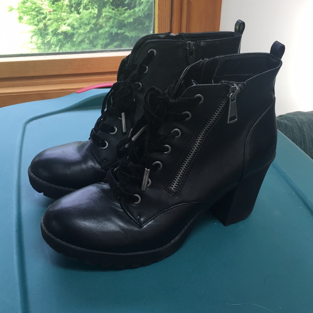 Matte Black Combat-Style Boots